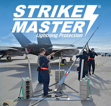 USAF crews enable F-35 lightning protection by LBA lightning masts.